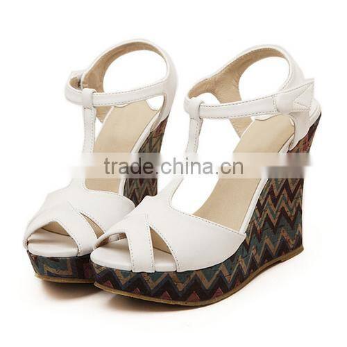 Factory price comfortable sandals wedges heel peep toe sandals high-heeled wedges platform shoes sandals PC3744