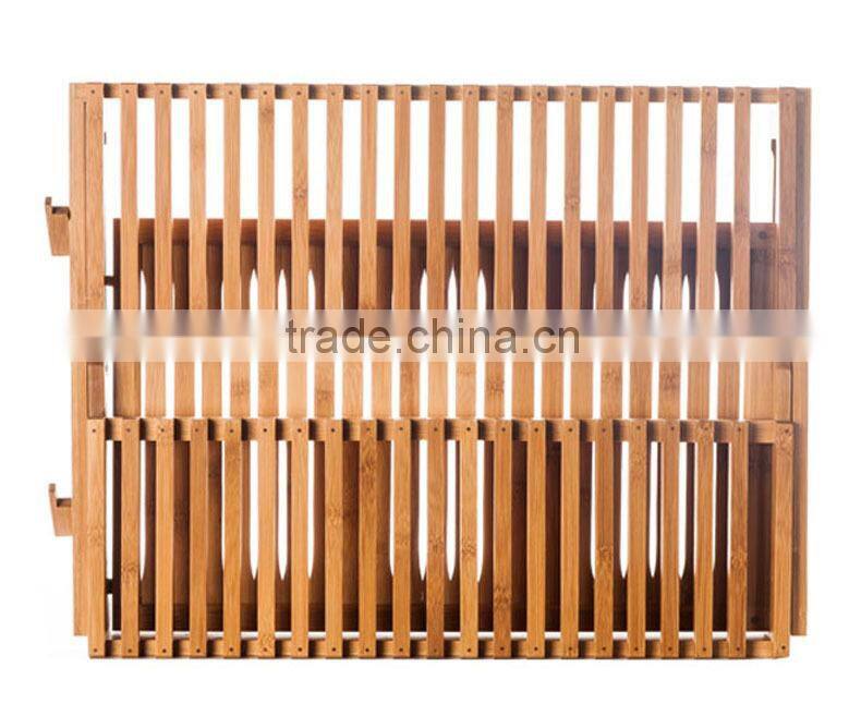 Two Layers Bamboo Dish Rack, Foldable, Compact Fold Size Dish Rack