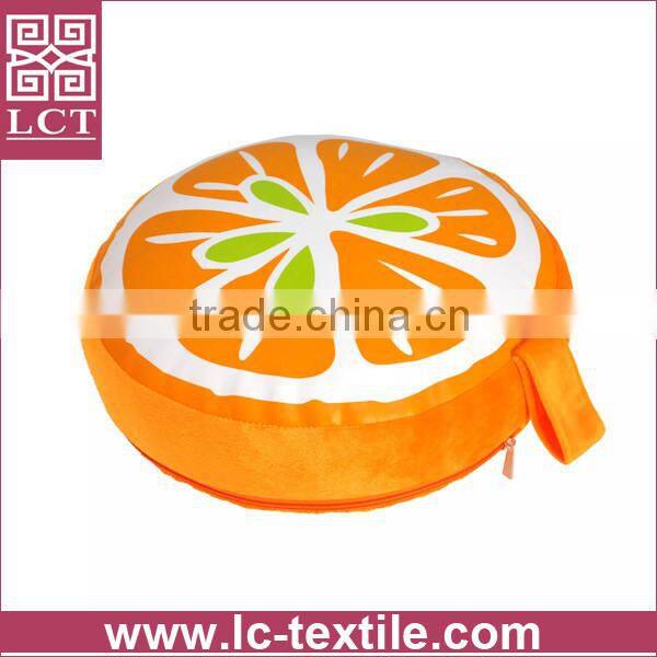 wholesale cute design soft plush fabric round shape fruit pillow featuring blanket inside(LCTP0062)