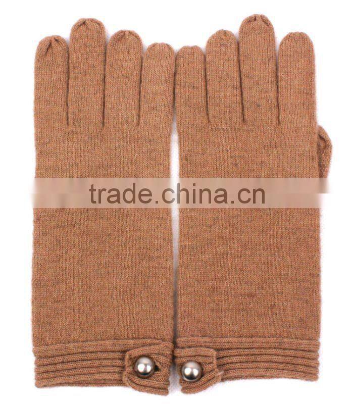Woman's 100%Wool knitted Gloves/mittens with buckle decoration