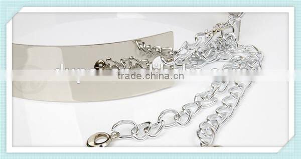 New fashion Pierced silver and golden metal belt with chain