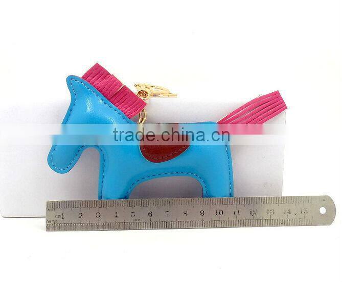 ITANLY style PU pony animals leather keychain with metal keychain keyring