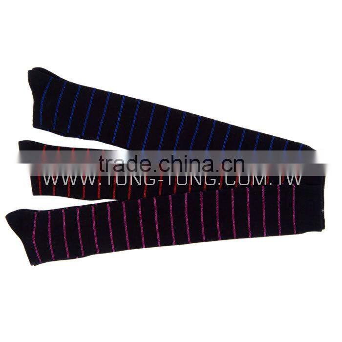 Taiwan Manufacturer Glitter Stripe Cotton Hosiery