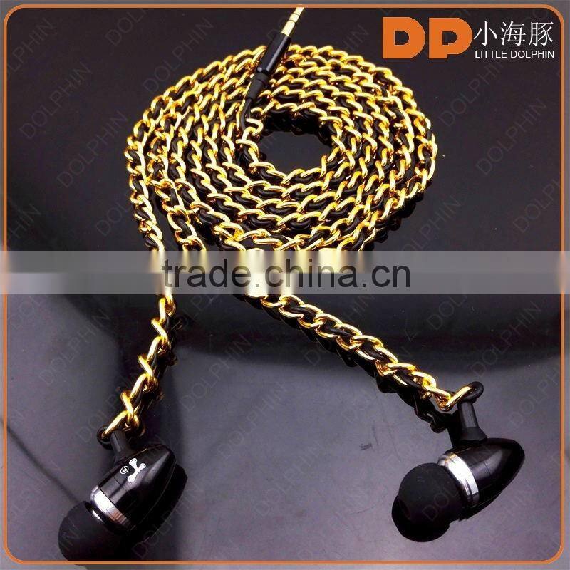 cheap and stylish headphones noise cancelling metal chain OEM earphone