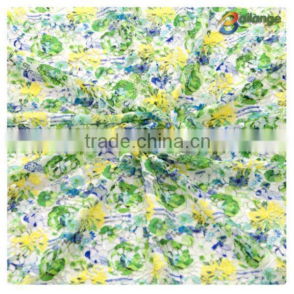 Hot sale simple flower cotton print fabric crochet pattern design