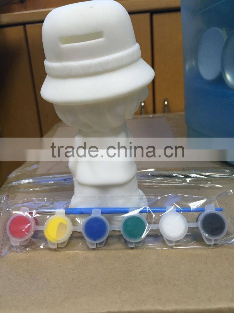 White Vinyl Toy, Kids Color Painting DIY Toys,Little Boy Figure Money Box