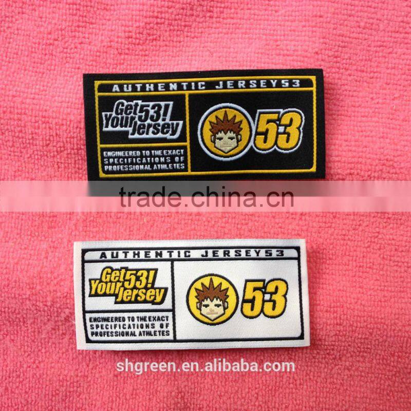 flower logo woven/weaving neck label with end fold