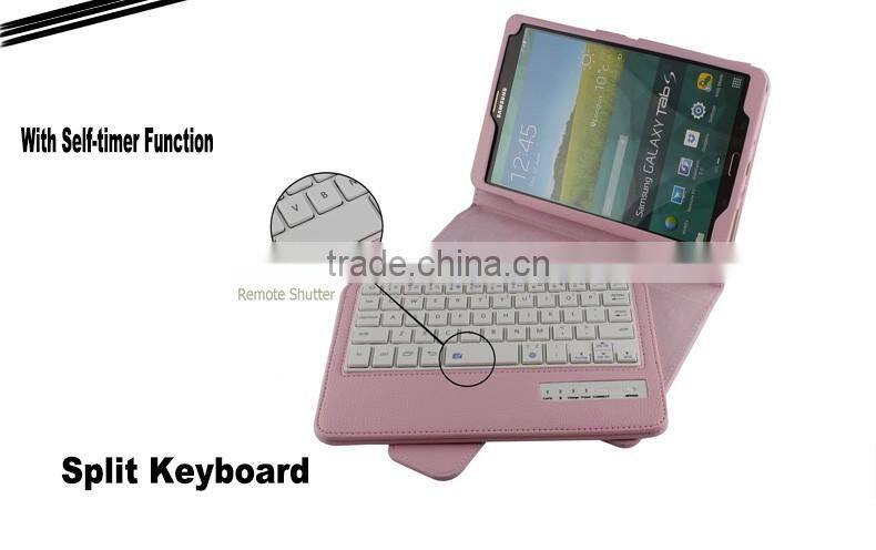 Litchi Pattern Wireless Mini Bluetooth Keyboard for Samsung TABS 8.4inch T700/705-SA04