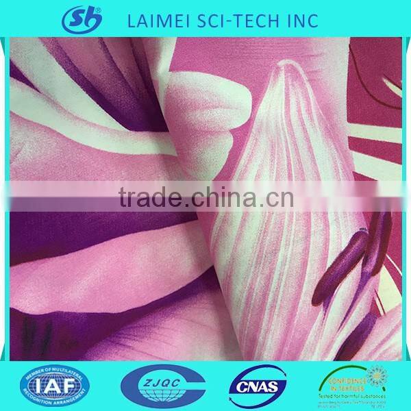 Flash red flower disperse print woven textile fabric for bedding