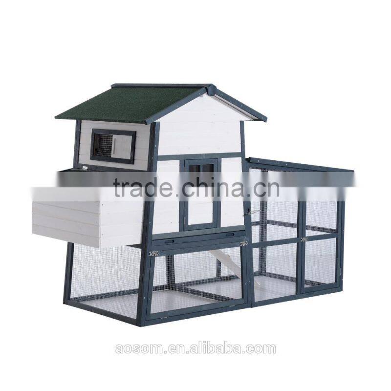 Pawhut 90" x 41" x 59" Dutch Gambrel Style Chicken Coop w/Nesting Box and Outdoor Run