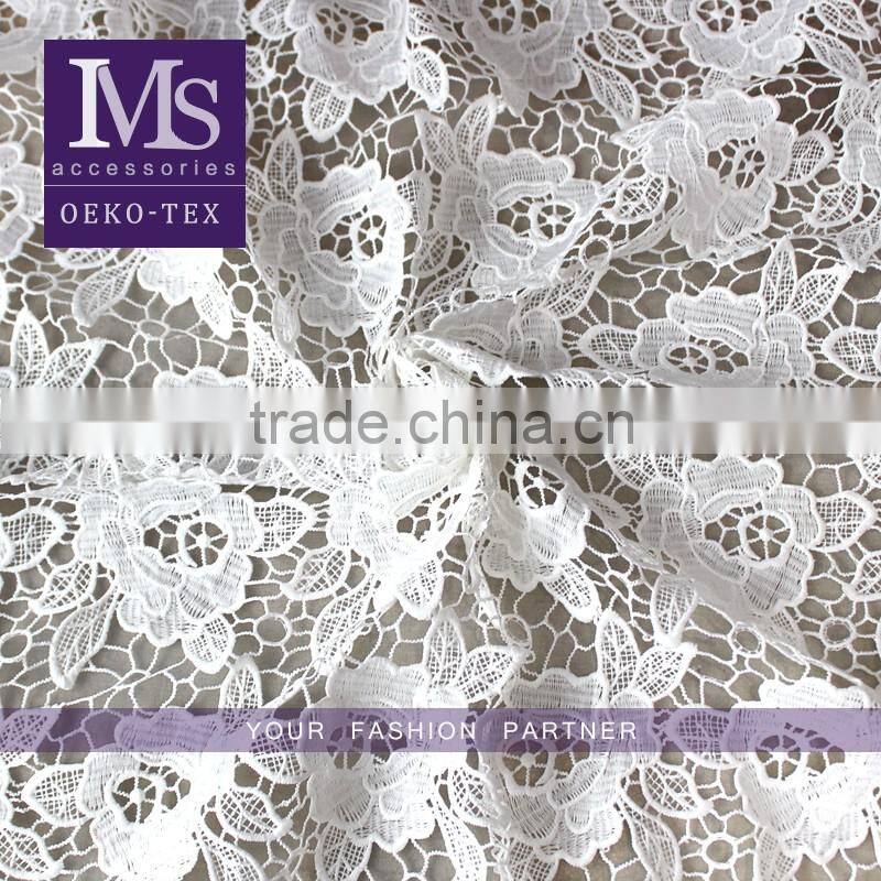 100% cotton combed flower fabric with lace embroidered lace fabric china