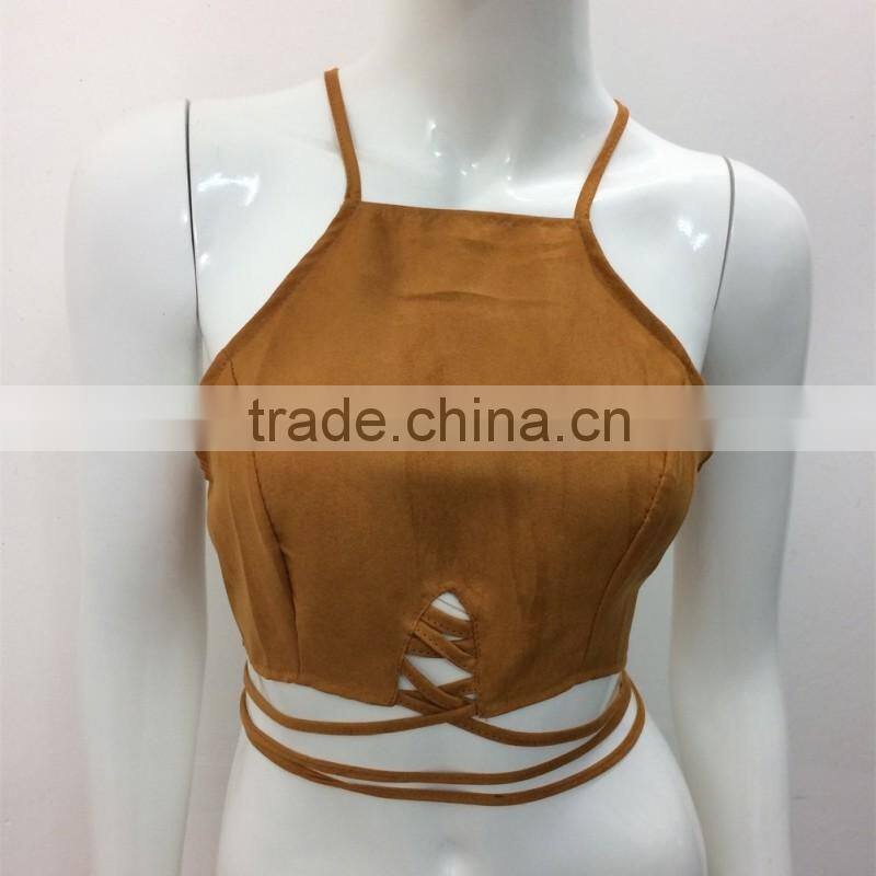 Bonvatt women tops Leather velvet with sexy small shirt short paragraph halter shirt l halter