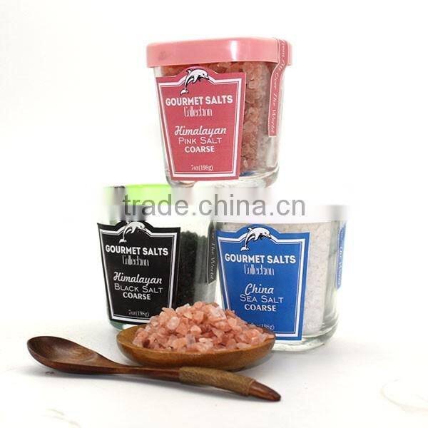 Gourmet Salt Gift Sets Packing Himalayan Black Salt 7oz 198g Glass Jar With Plastic Cap 6 Colors Available