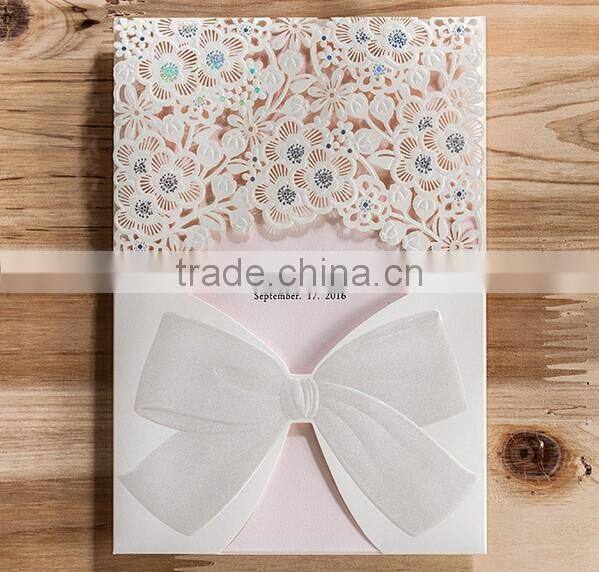 Hot sale white laser cut wedding invitation card