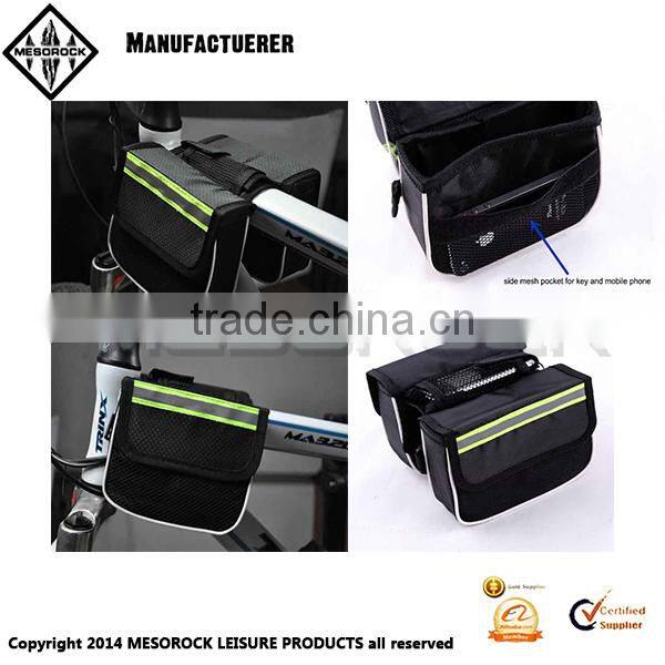 Mountain Bike Saddle Bicycle Front Tube Bag Pouch Cycling Frame Pannier 2 sides Pack
