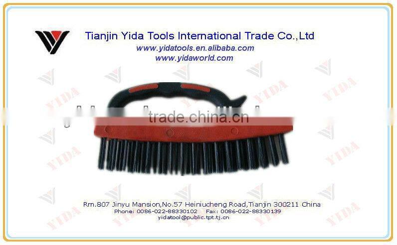 soft grip steel wire brush with scraper