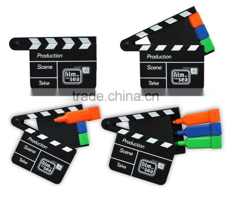 3 in 1 film shape multicolor highlighter promotion novel promotional articles Stationery business plan/Five point shape highligh