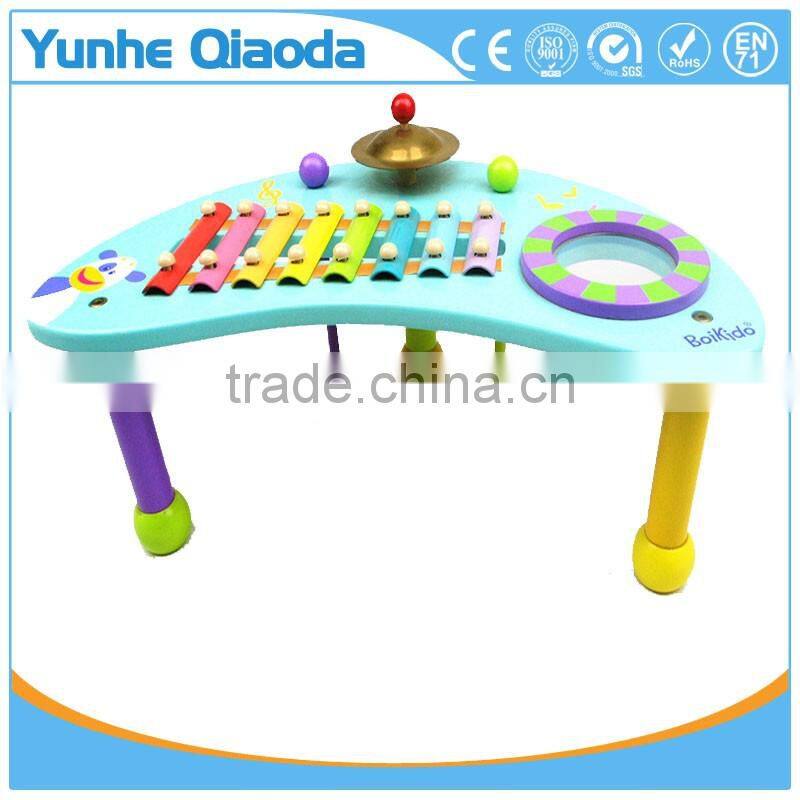 wooden musical percussion instruments blue moon shape table xylophone drum symbol Noisy /educational wooden toy/
