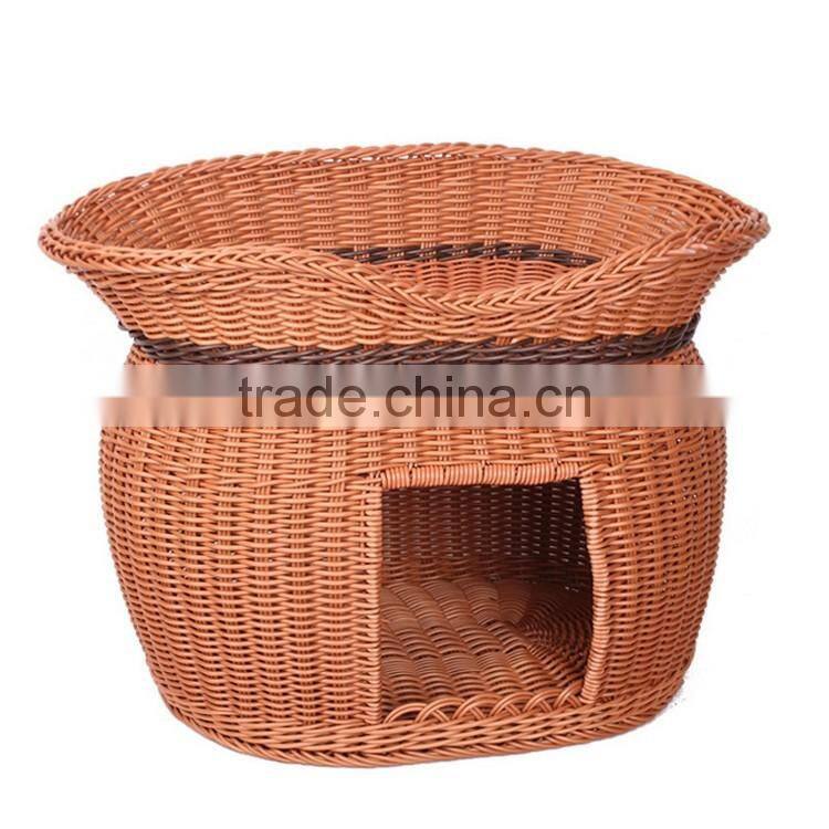 Latest wicker hand made cat pet product two-tier cat beds wholesale