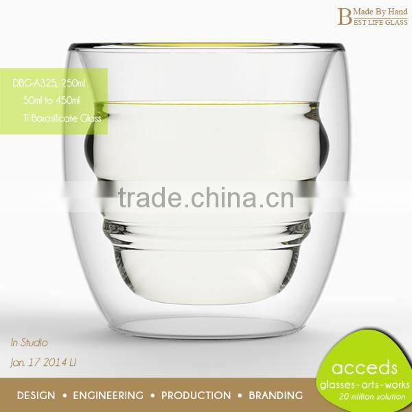 Unique Shaped Coffee Tea Double Wall Milk Glass Cup