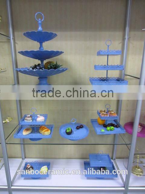 Rectangle shape, 2 tier cup cake stand, metal cake plate color box packing for wedding