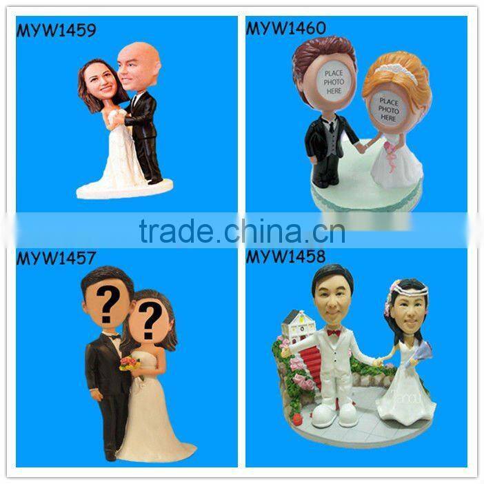 colored couple bobble head dolls figure decor for wedding