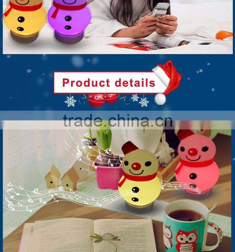 Christmas gift mini portable snowman shape bluetooth speaker with LED light