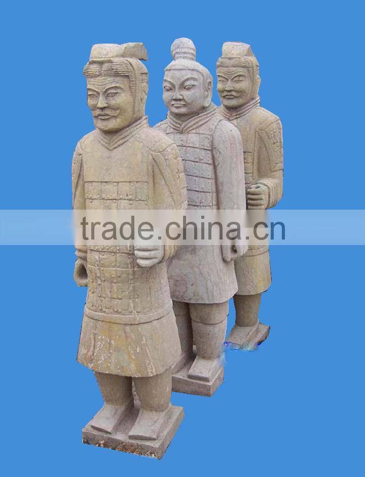 Large Hand Carved Antique stone terracotta warriors statue