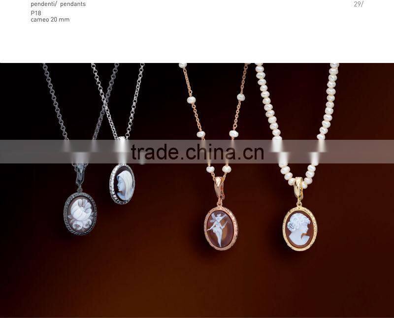 Alibaba Express 925 Sterling Silver Classic Lady Cameo Pendants Made in Italy P18 cameo 20mm