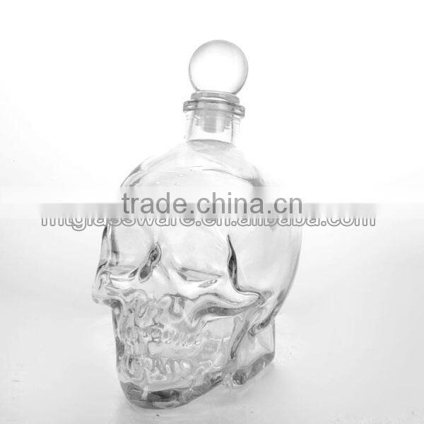 antique skull glass wine decanter electriplate colors