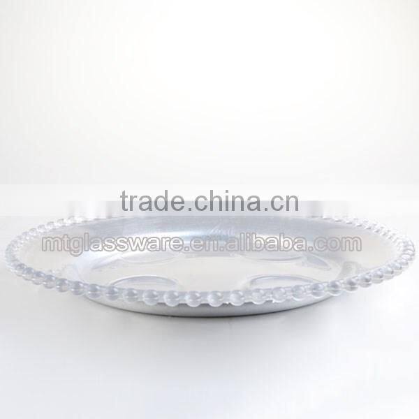 hot sale silver beaded glass dishes and charger plates