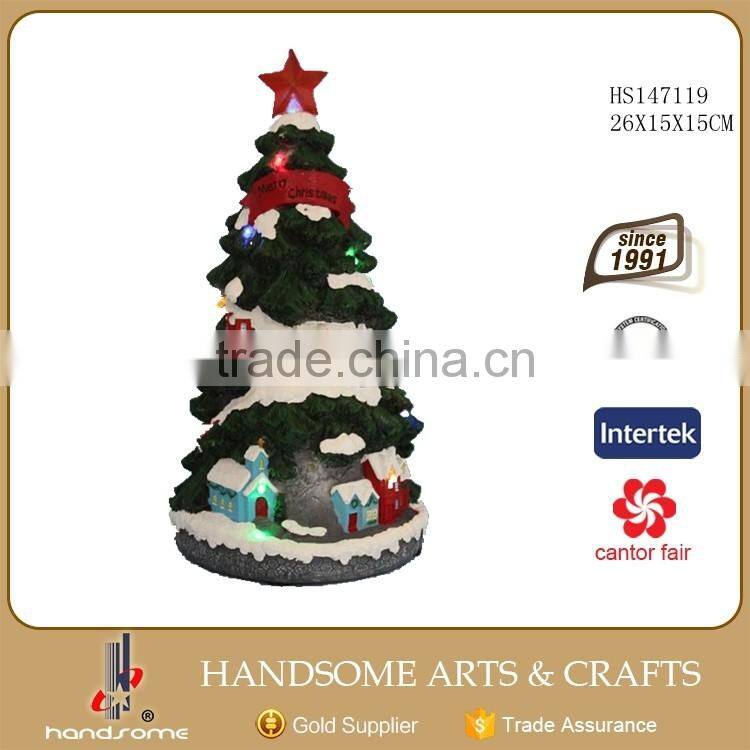 Resin Christmas Figurines Resin Led Light Christmas Tree Decoration
