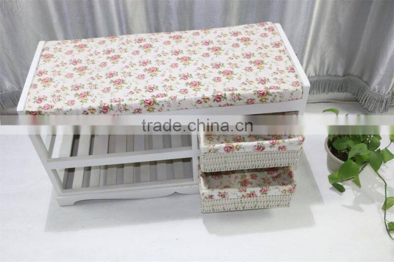 Wood shoe rack with cushion