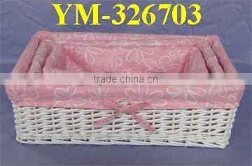 white rectangular wicker storage baskets
