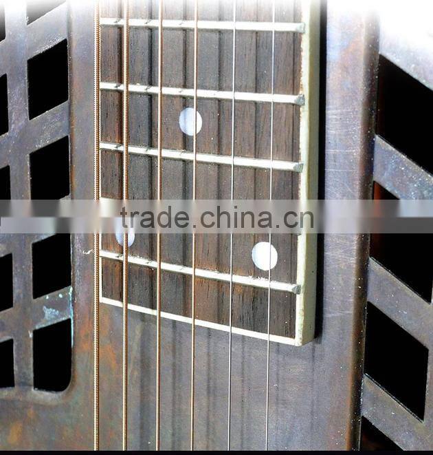 Ancient finish copper alloy body tri-cone resonator guitar