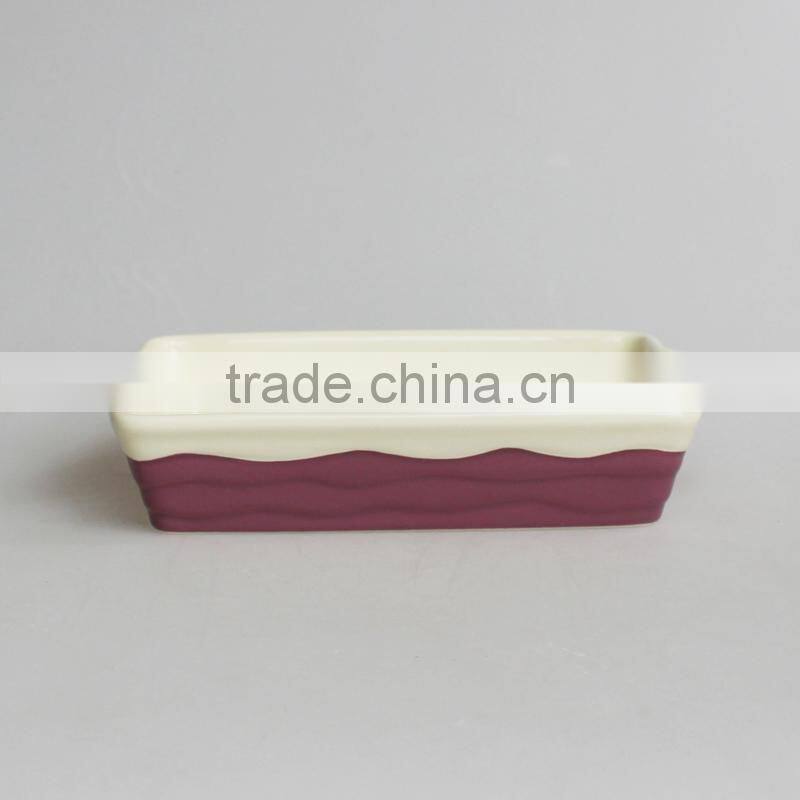 new design wave rectangle ceramic baking plate