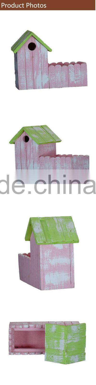 Delicate Bird Houses Wash White Garden Planter Flowers Pot