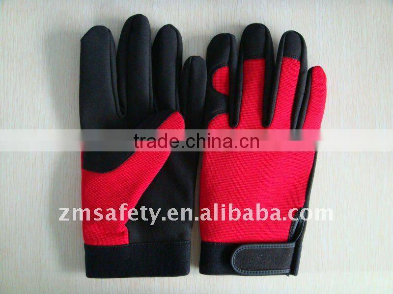 Blue Spandex Synthetic Leather Mechanics Gloves ZJM04