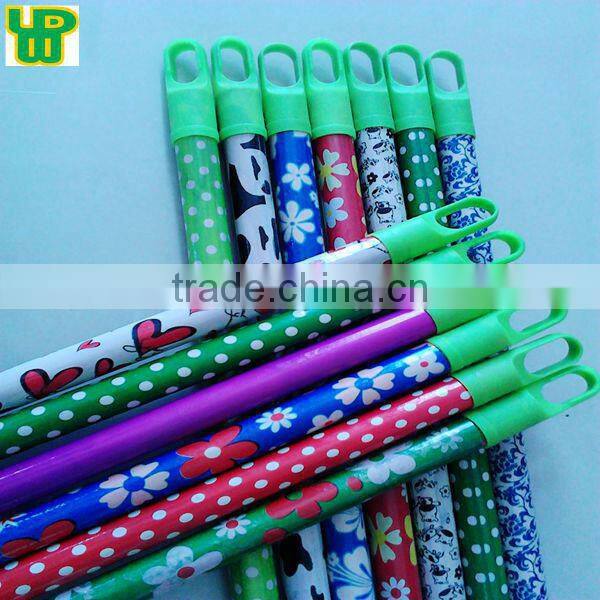 PVC coated wooden broom pole with various pvc and plastic cap