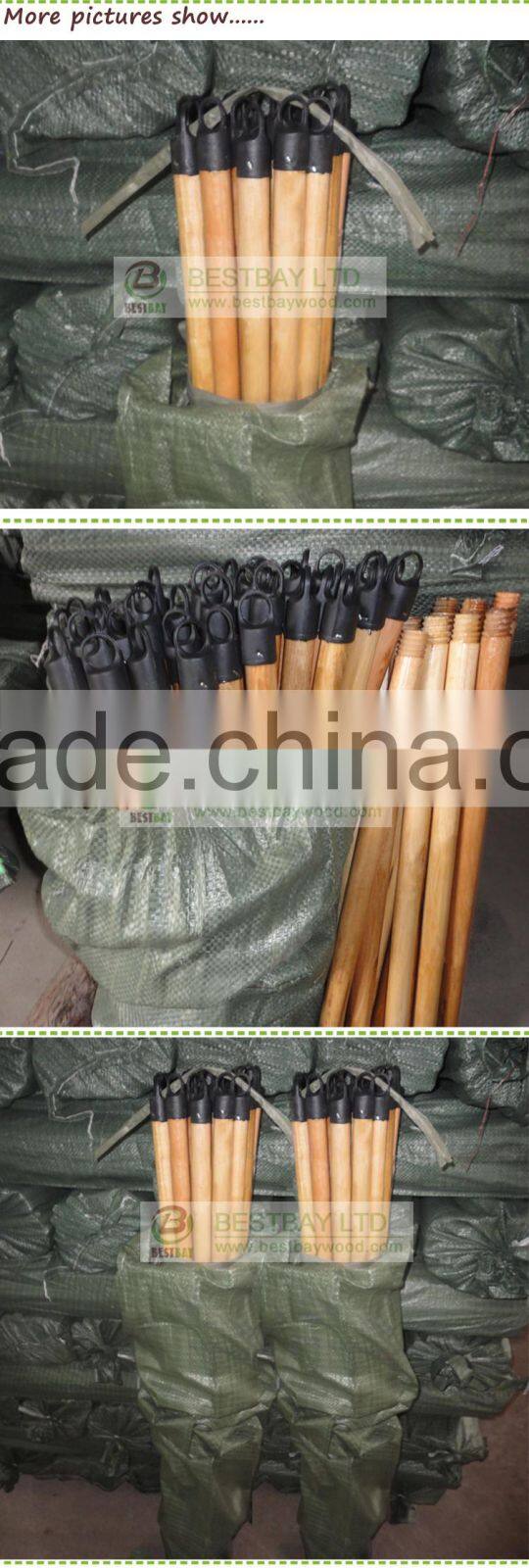 varnish coated wooden broom handle