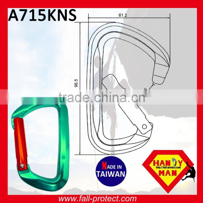 25KN Bent Gate Mountaineer Climbing Aluminum Carabiner For Rescue