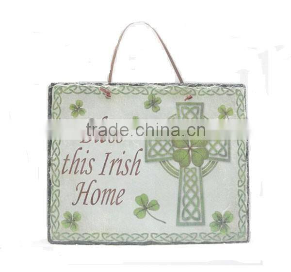 Grenn nature Irish blessing cross slate plaques