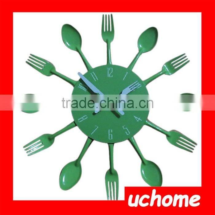 UCHOME Home Decorating Metal Kitchen Wall Clock With Fork And Spoon