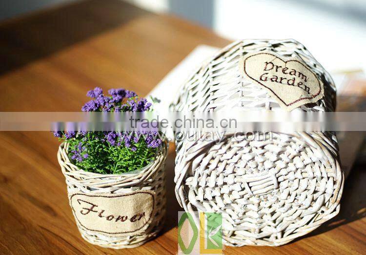 Handmade decorative metal wicker baskets for flowers