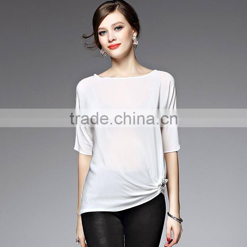 2017 new tops ladies long sleeve woman chiffon fashion ladies blouse