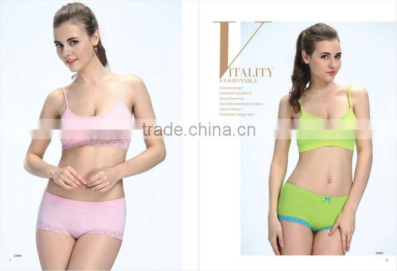 Wholesale samless underwear sports bra and boyshorts / padded sports bra custom
