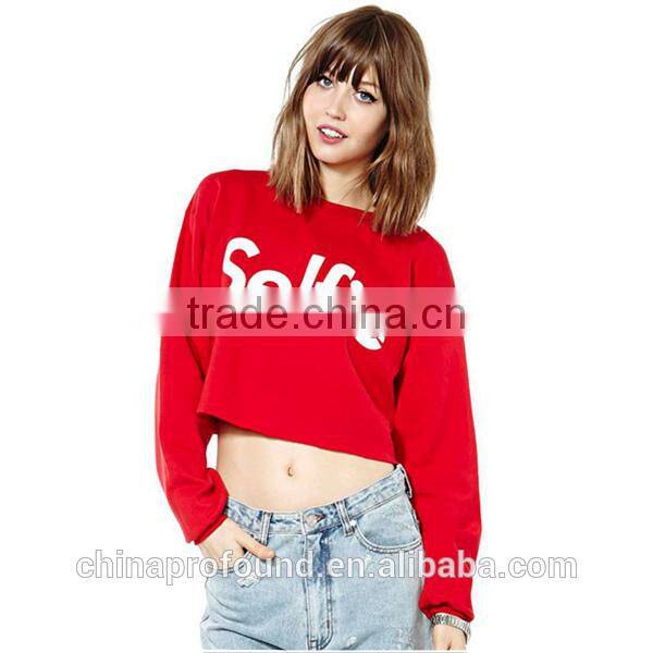 Long Sleeve Crop Tops Sweatshirts For Women Wholesale Cropped Sweatshirts With Printing Logo