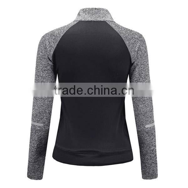 custom cationic sports wear women half zip pullover gym shirts
