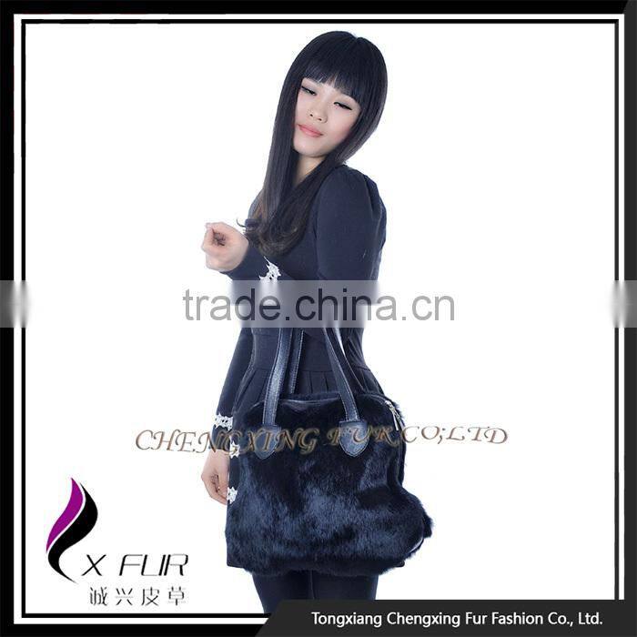 CX-H-16 Wholesale Good Quality Fashion Handbag Rabbit Fur Ladies Bag In China