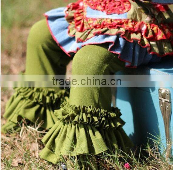 New Fashion girls jean ruffle pants,children's demin jeans pants with ruffle